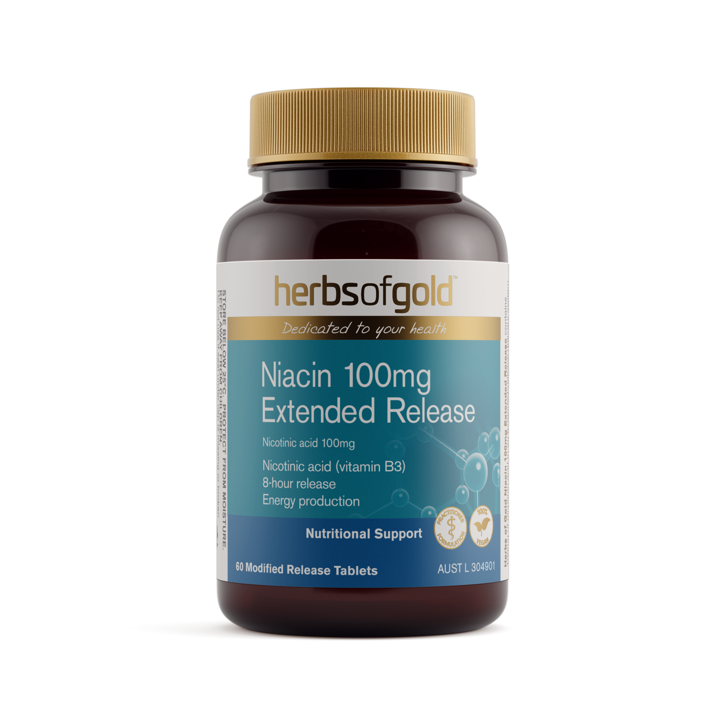 Herbs of Gold Niacin 100mg Extended Release 60 tablets