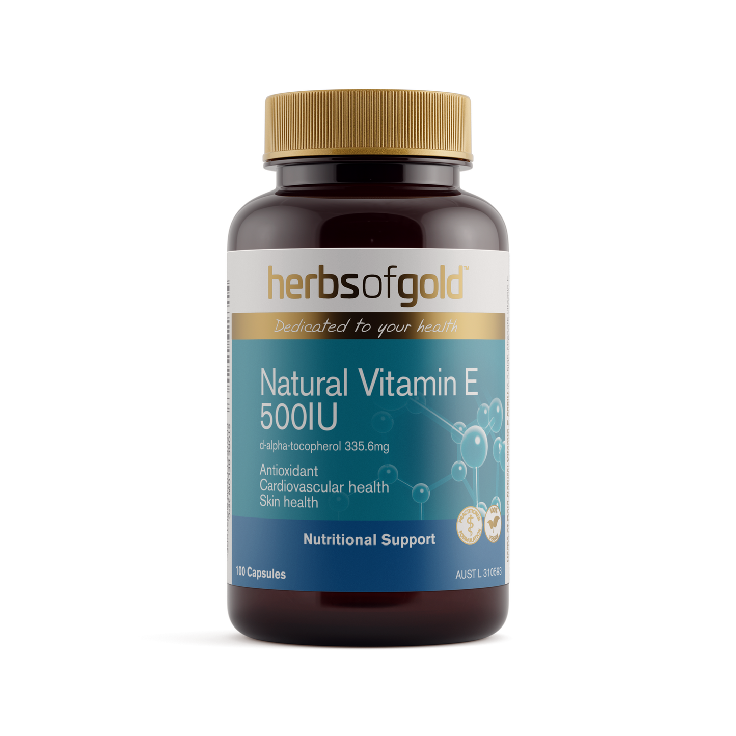 Herbs of Gold Natural Vitamin E 500IU 50 capsules