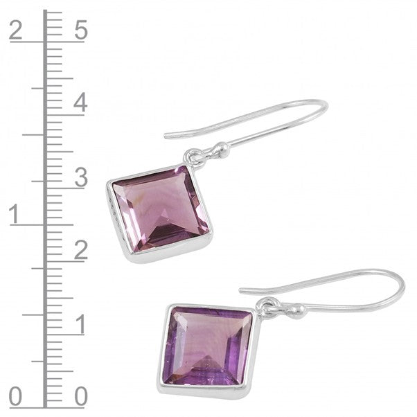 Stirling Silver Square Amethyst Earrings