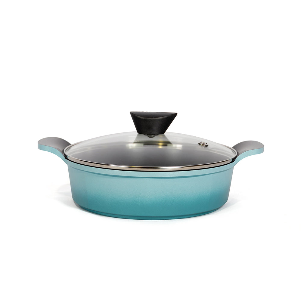 Neoflam Venn 24cm Low Stockpot with Glass Lid Induction