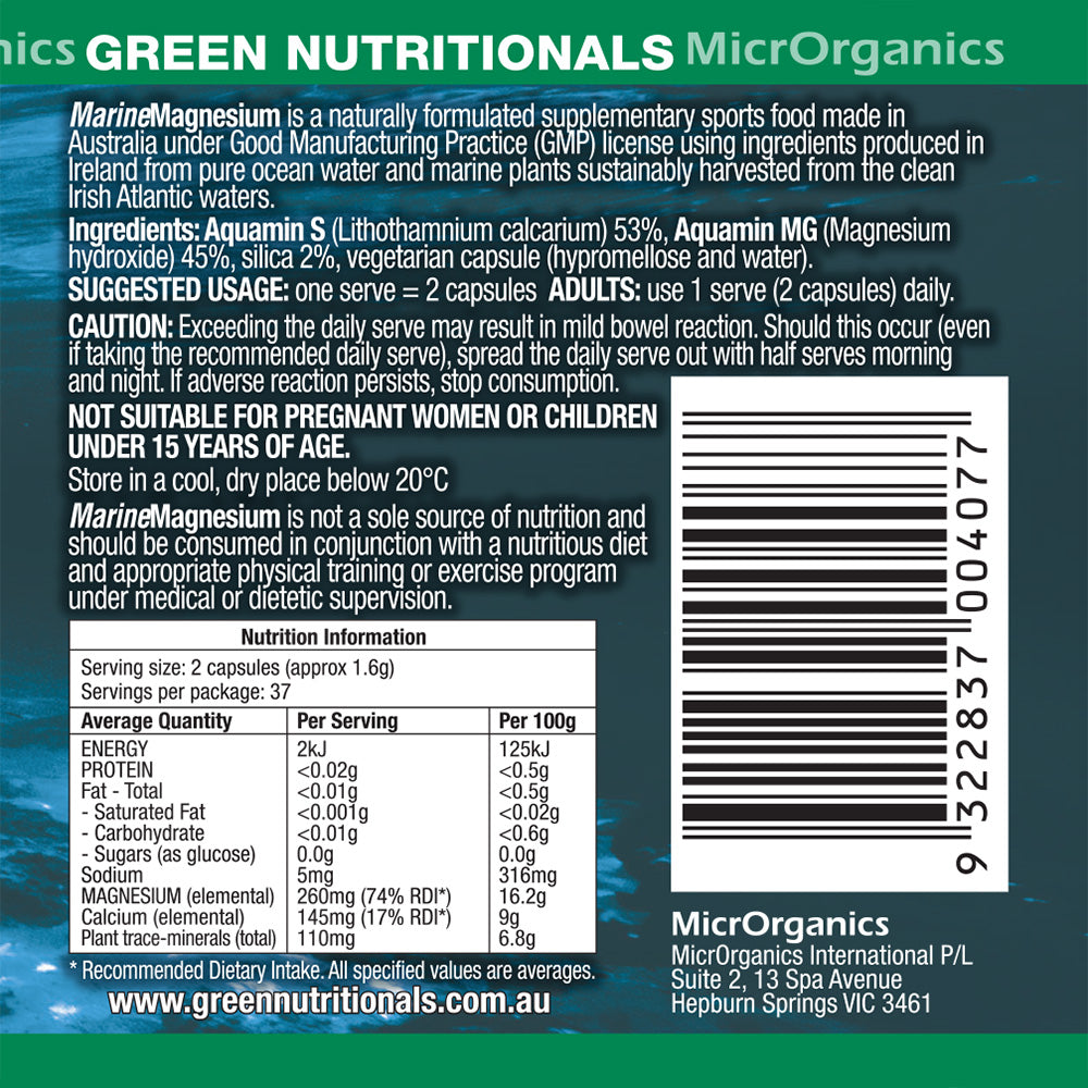 Green Nutritional's Marine Magnesium 60 Vegan capsules