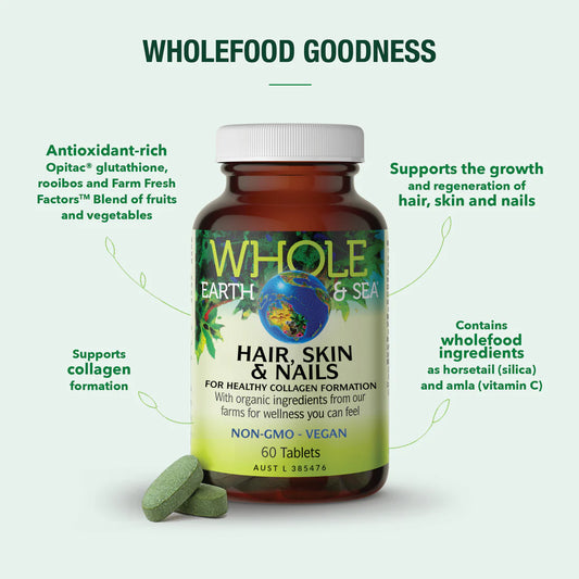 Whole Earth & Sea Hair, Skin & Nails Wholefood Formulation 60 tablets