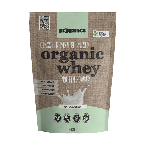 Proganics Grass Fed Pasture Raised Organic Whey Protein Powder Unflavoured 450g